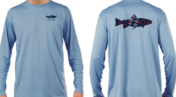 LRD Fishing Shirts for Men Long Sleeve UPF 50 Sun Protection Performance  Shirt USA Sailfish Blue - M